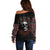 Skull Off Shoulder Sweater Red Rose - Wonder Print Shop