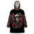 Skull Wearable Blanket Hoodie Red Rose DT01