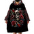 Skull Wearable Blanket Hoodie Red Rose DT01