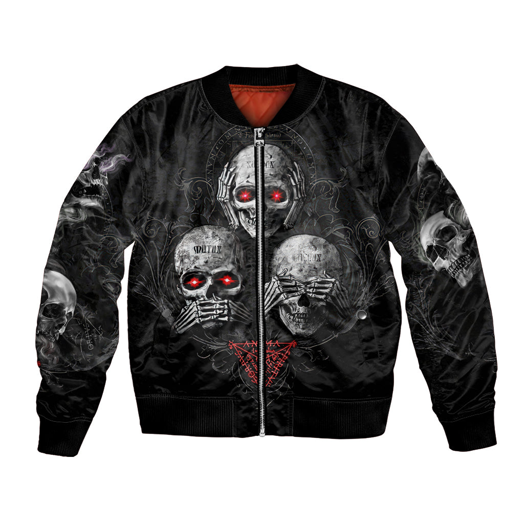 Skull Bomber Jacket No See No Hear No Speak Evil - Wonder Print Shop