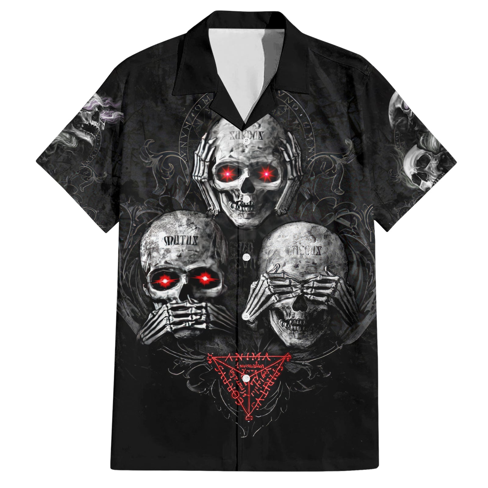 Skull Hawaiian Shirt No See No Hear No Speak Evil - Wonder Print Shop