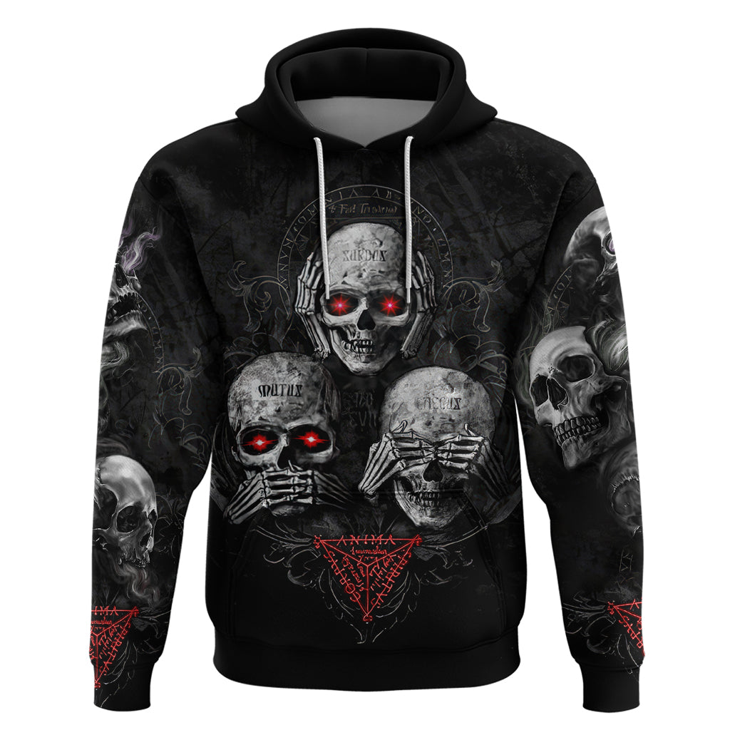 Skull Hoodie No See No Hear No Speak Evil - Wonder Print Shop