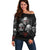 Skull Off Shoulder Sweater No See No Hear No Speak Evil - Wonder Print Shop