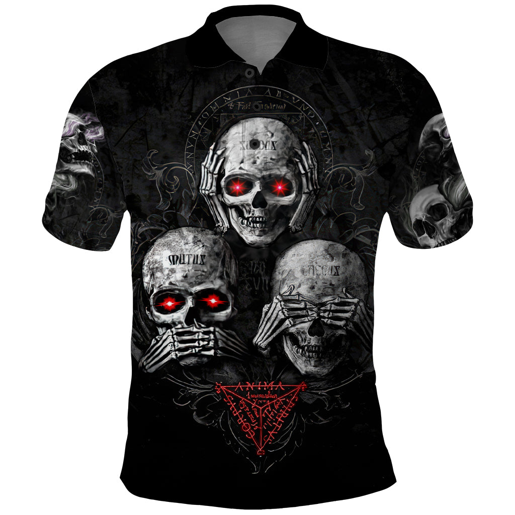 Skull Polo Shirt No See No Hear No Speak Evil - Wonder Print Shop