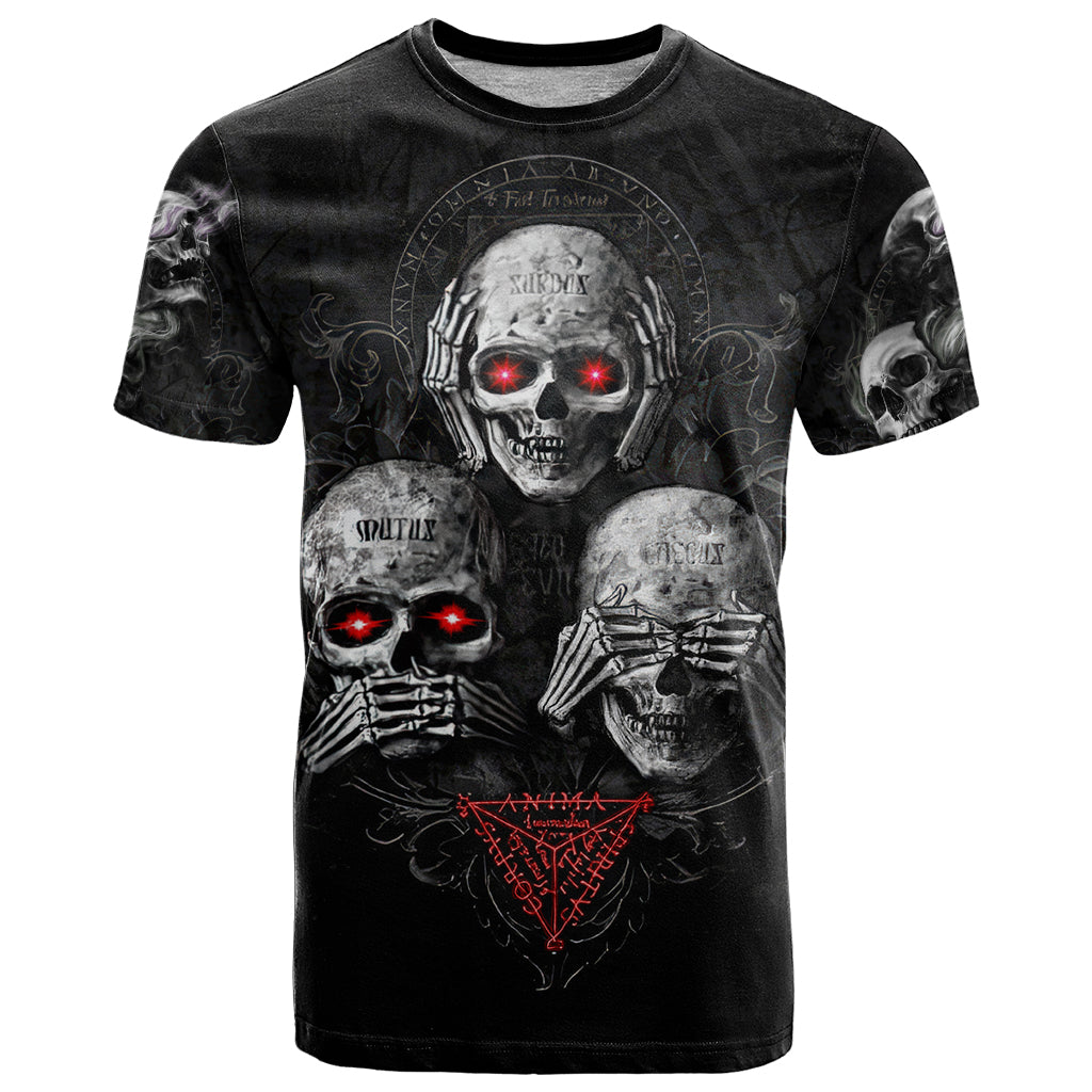 Skull T Shirt No See No Hear No Speak Evil DT01