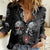 Skull Women Casual Shirt No See No Hear No Speak Evil DT01