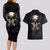 Skull Couples Matching Long Sleeve Bodycon Dress and Hawaiian Shirt No See Evil Red Rose Jean - Wonder Print Shop