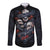 Skull Long Sleeve Button Shirt No See Evil Red Rose Jean - Wonder Print Shop