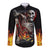 Skull Long Sleeve Button Shirt Skeleton Ripped Inside Flame - Wonder Print Shop