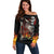 Skull Off Shoulder Sweater Skeleton Ripped Inside Flame - Wonder Print Shop