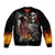 Skull Sleeve Zip Bomber Jacket Skeleton Ripped Inside Flame DT01