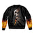 Skull Sleeve Zip Bomber Jacket Skeleton Ripped Inside Flame DT01