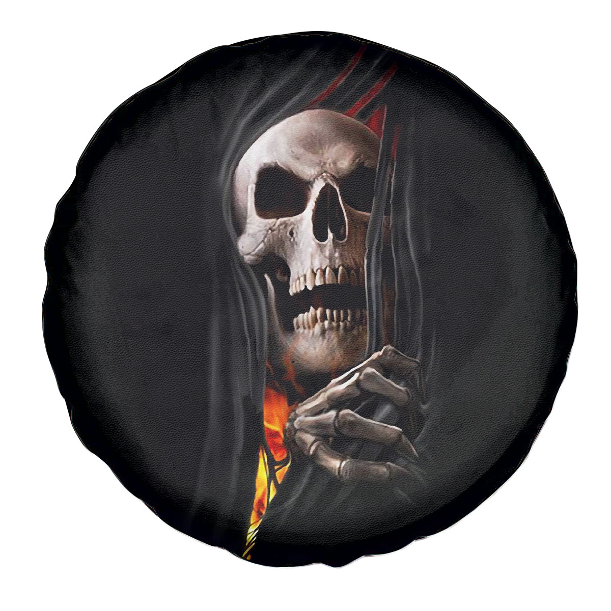 Skull Spare Tire Cover Skeleton Ripped Inside Flame - Wonder Print Shop