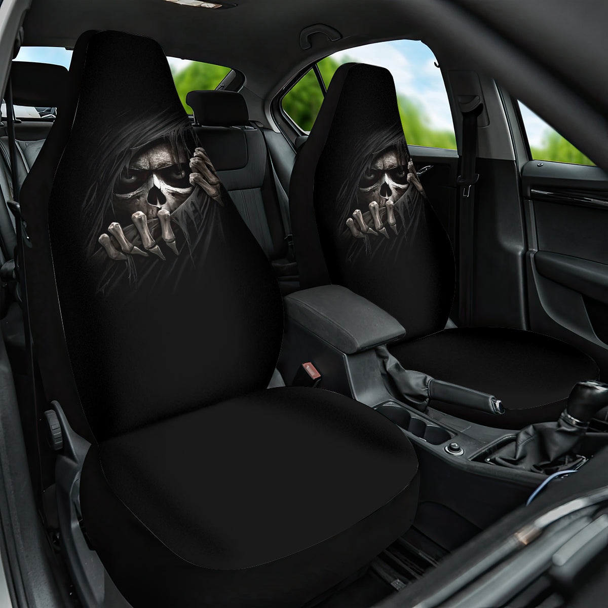 Skull Car Seat Cover Evil Skeleton Look Inside - Wonder Print Shop