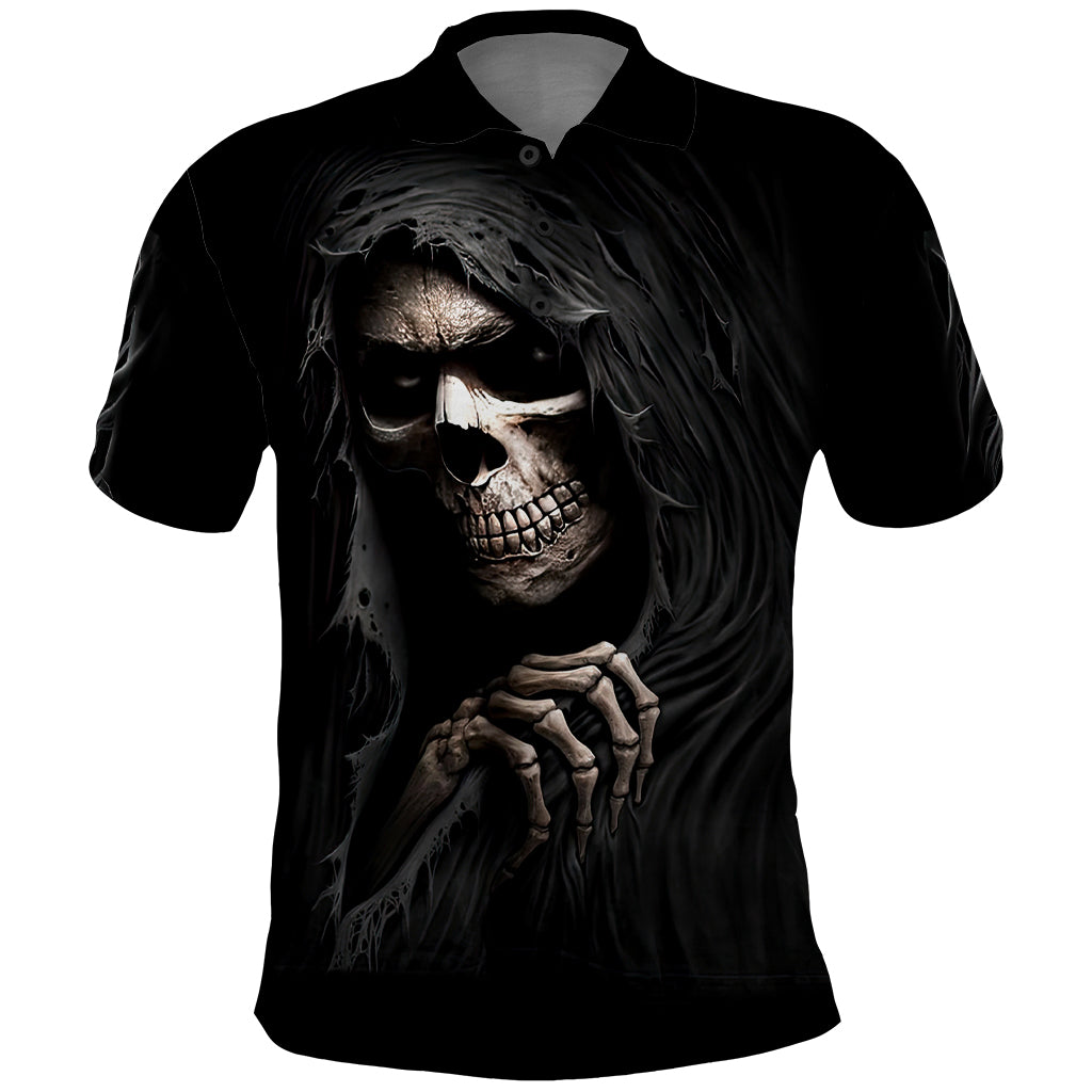 Skull Polo Shirt Evil Skeleton Look Inside - Wonder Print Shop