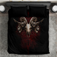 Black skull pentagram bedding set with 2 pillowcases and matching duvet cover