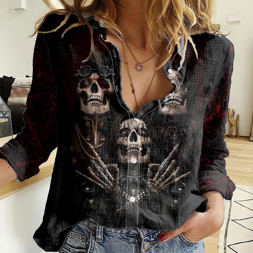 Skull Women Casual Shirt Boy Band Queen DT01