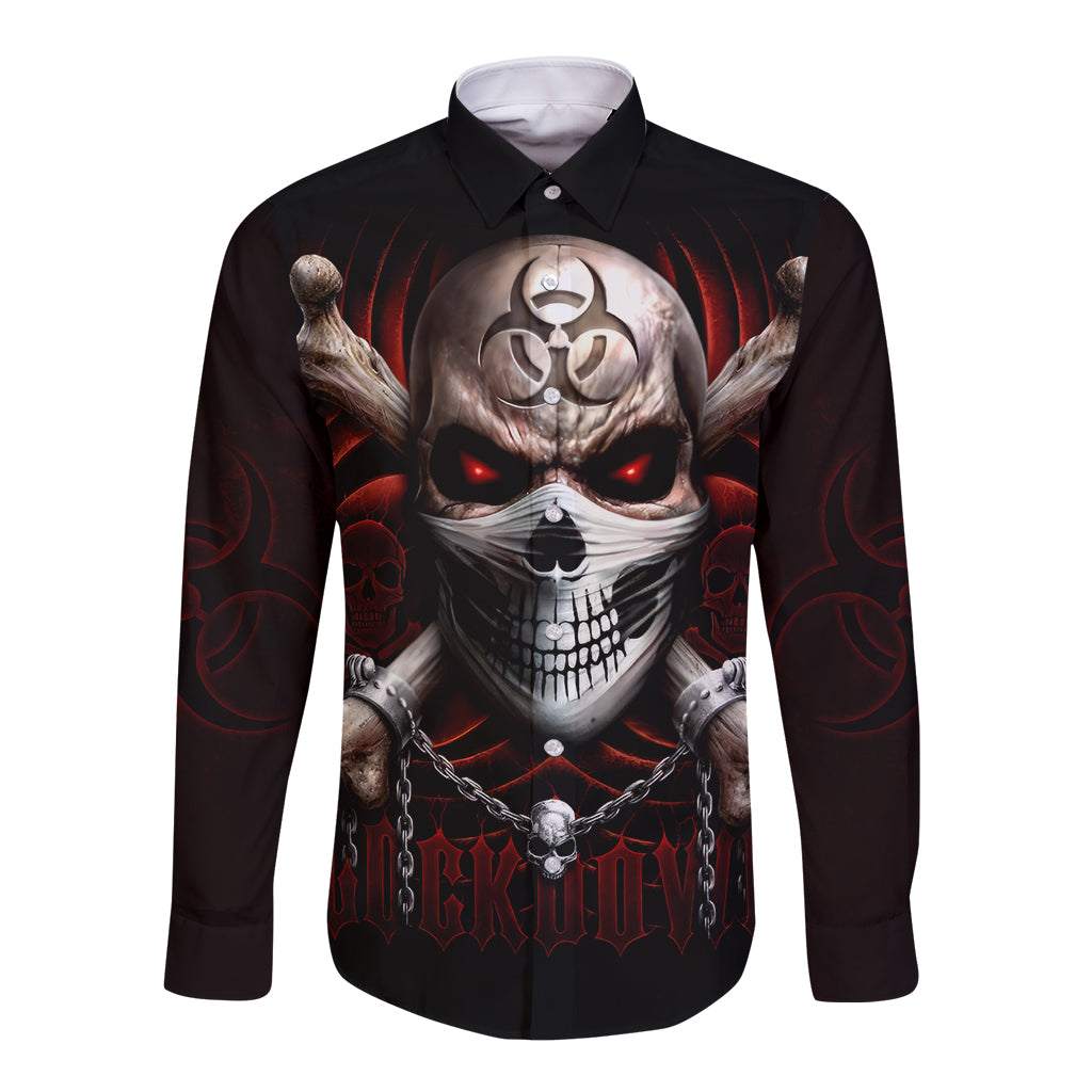 Skull Long Sleeve Button Shirt Blood Skull Survivor - Wonder Print Shop