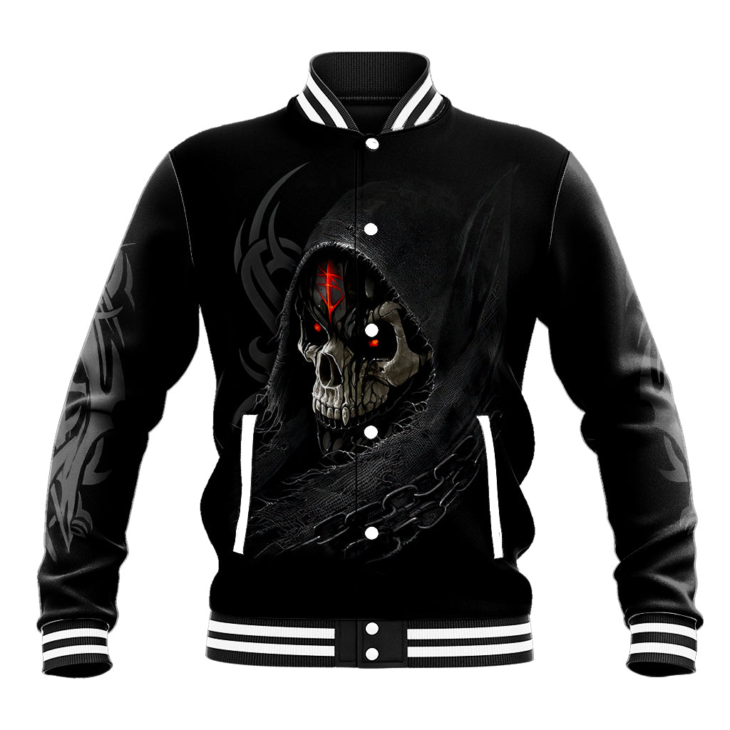 Skull Baseball Jacket Black Reaper - Wonder Print Shop