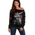 Skull Off Shoulder Sweater Death Skull Crusader - Wonder Print Shop