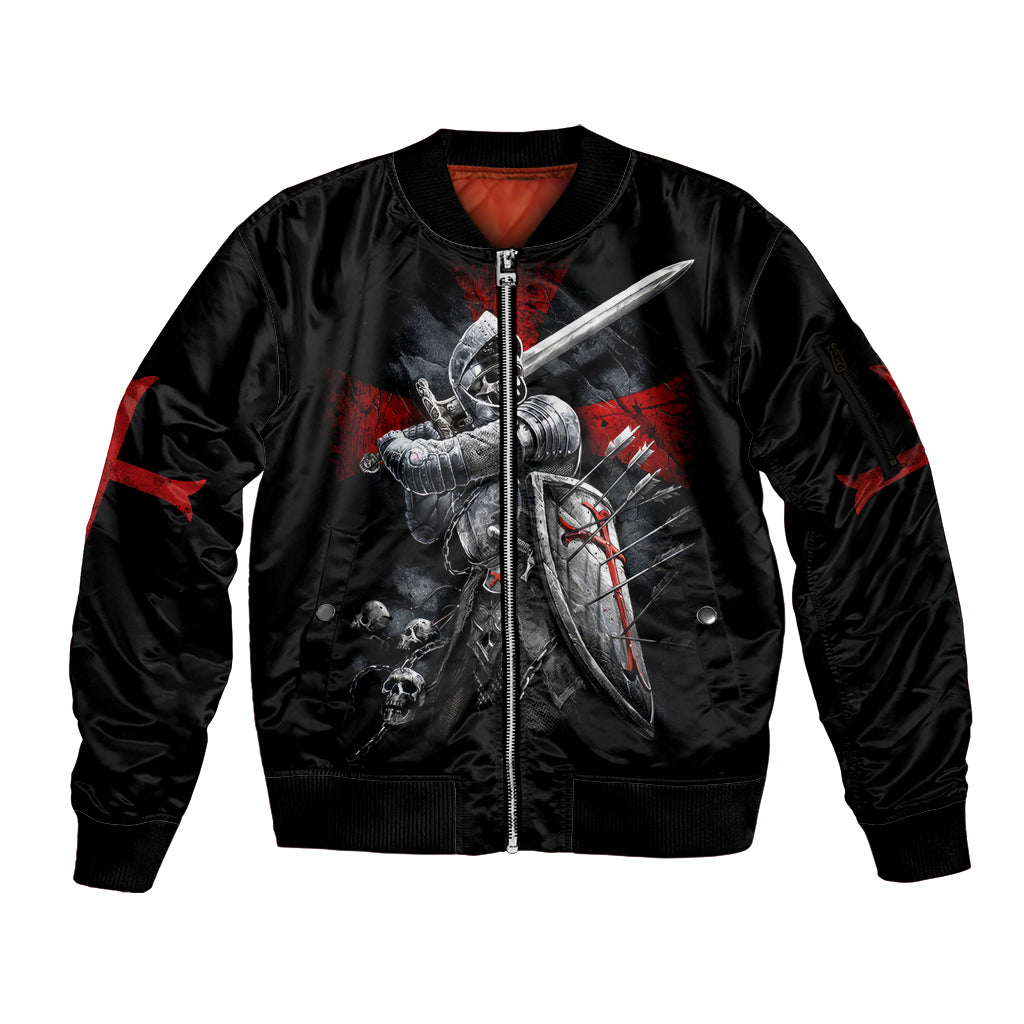 Skull Sleeve Zip Bomber Jacket Death Skull Crusader DT01