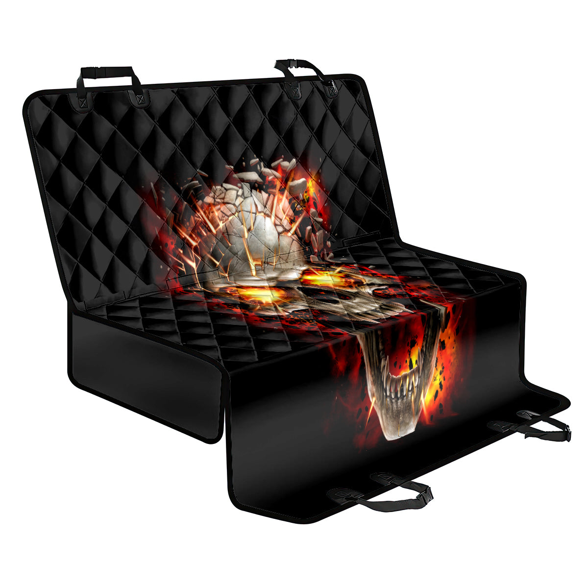 Skull Back Car Seat Cover Fire Skull Tattoo Scream - Wonder Print Shop