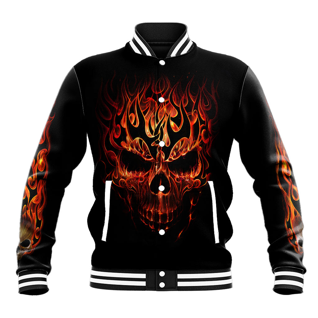 Skull Baseball Jacket Fire Skull Tattoo Scream - Wonder Print Shop