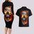 Skull Couples Matching Long Sleeve Bodycon Dress and Hawaiian Shirt Fire Skull Tattoo Scream - Wonder Print Shop