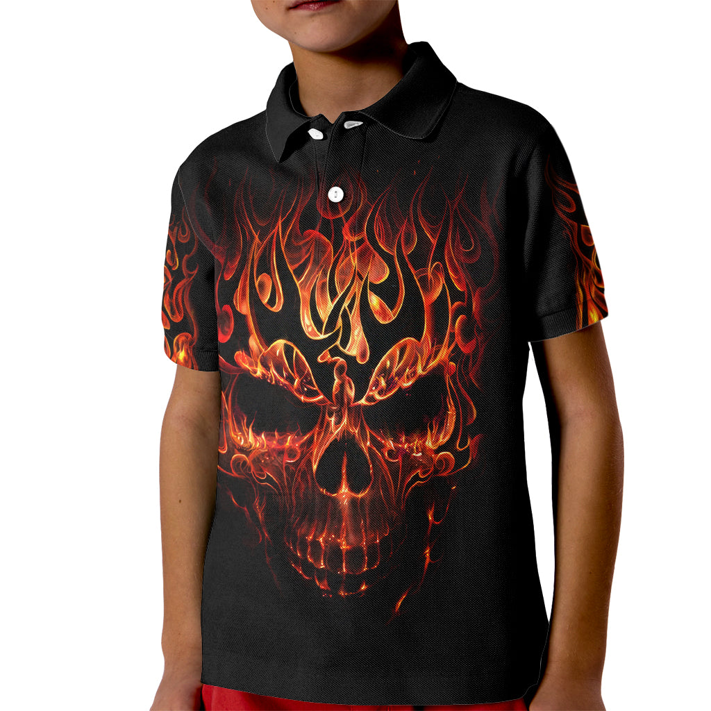 Skull Kid Polo Shirt Fire Skull Tattoo Scream - Wonder Print Shop