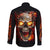 Skull Long Sleeve Button Shirt Fire Skull Tattoo Scream - Wonder Print Shop