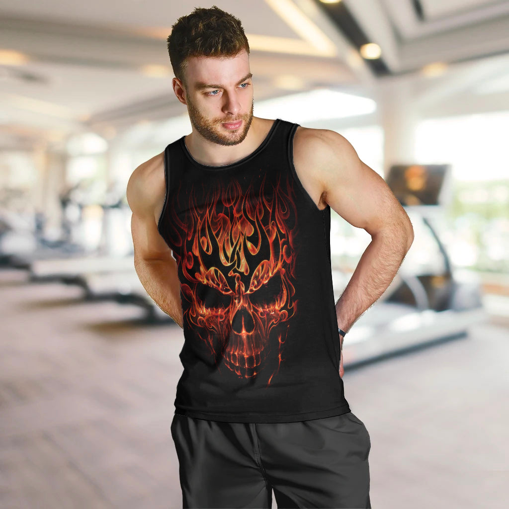 Skull Men Tank Top Fire Skull Tattoo Scream DT01