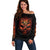 Skull Off Shoulder Sweater Fire Skull Tattoo Scream - Wonder Print Shop