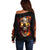 Skull Off Shoulder Sweater Fire Skull Tattoo Scream - Wonder Print Shop