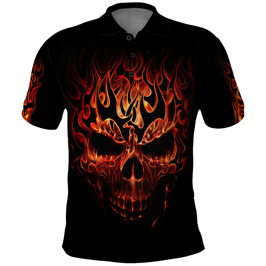 Skull Polo Shirt Fire Skull Tattoo Scream - Wonder Print Shop