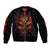 Skull Sleeve Zip Bomber Jacket Fire Skull Tattoo Scream - Wonder Print Shop