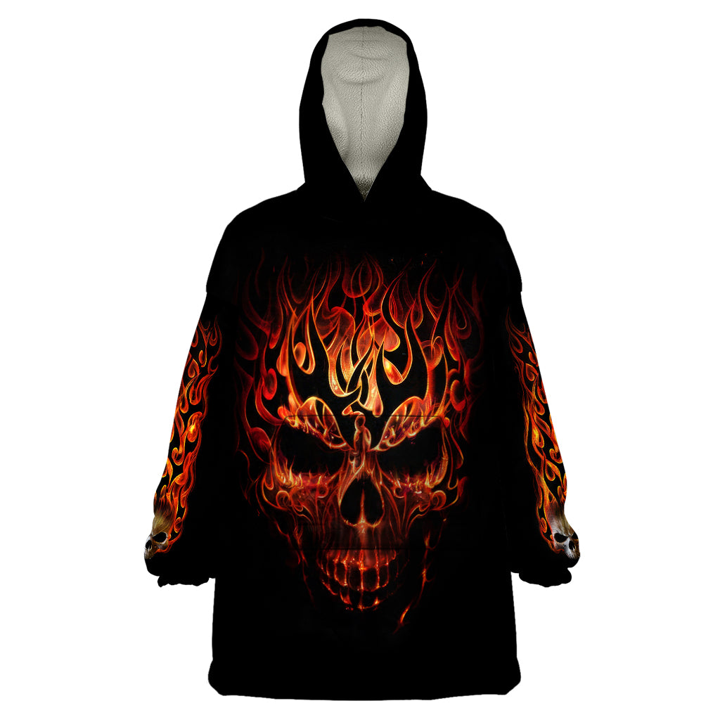 Skull Wearable Blanket Hoodie Fire Skull Tattoo Scream DT01