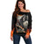 Skull Off Shoulder Sweater Gambling Death Fire - Wonder Print Shop