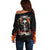 Skull Off Shoulder Sweater Gambling Death Fire - Wonder Print Shop