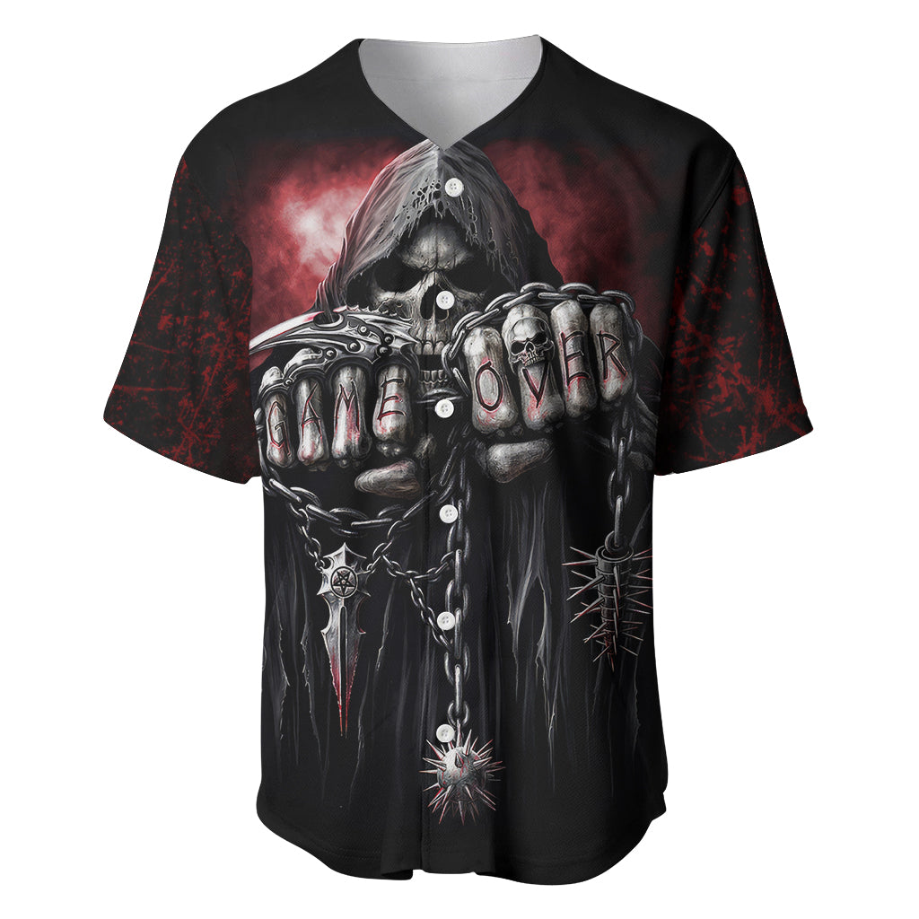 Skull Baseball Jersey Death Skull Game Over - Wonder Print Shop