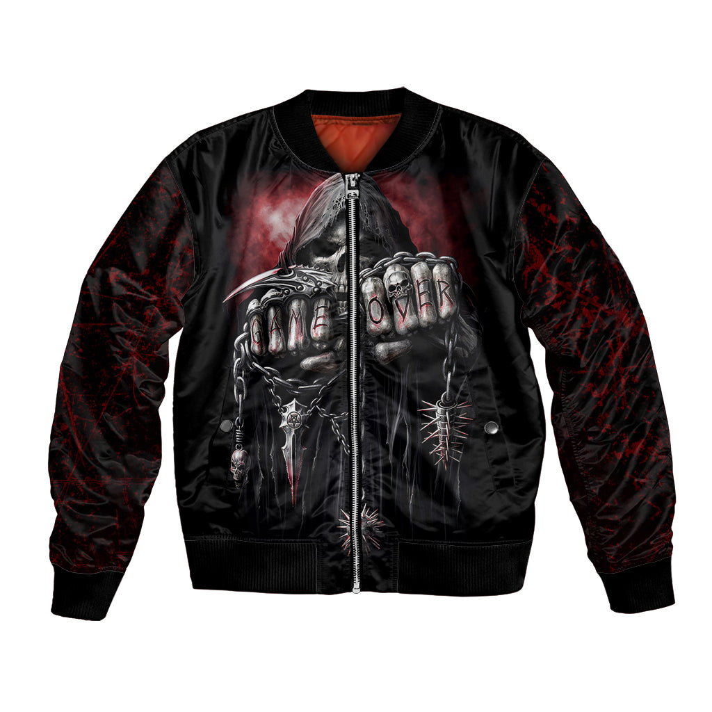 Skull Bomber Jacket Death Skull Game Over - Wonder Print Shop