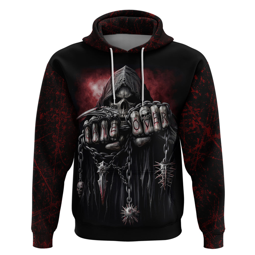 Skull Hoodie Death Skull Game Over - Wonder Print Shop