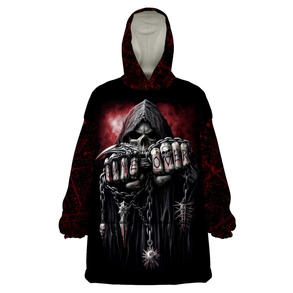 Skull Wearable Blanket Hoodie Death Skull Game Over DT01