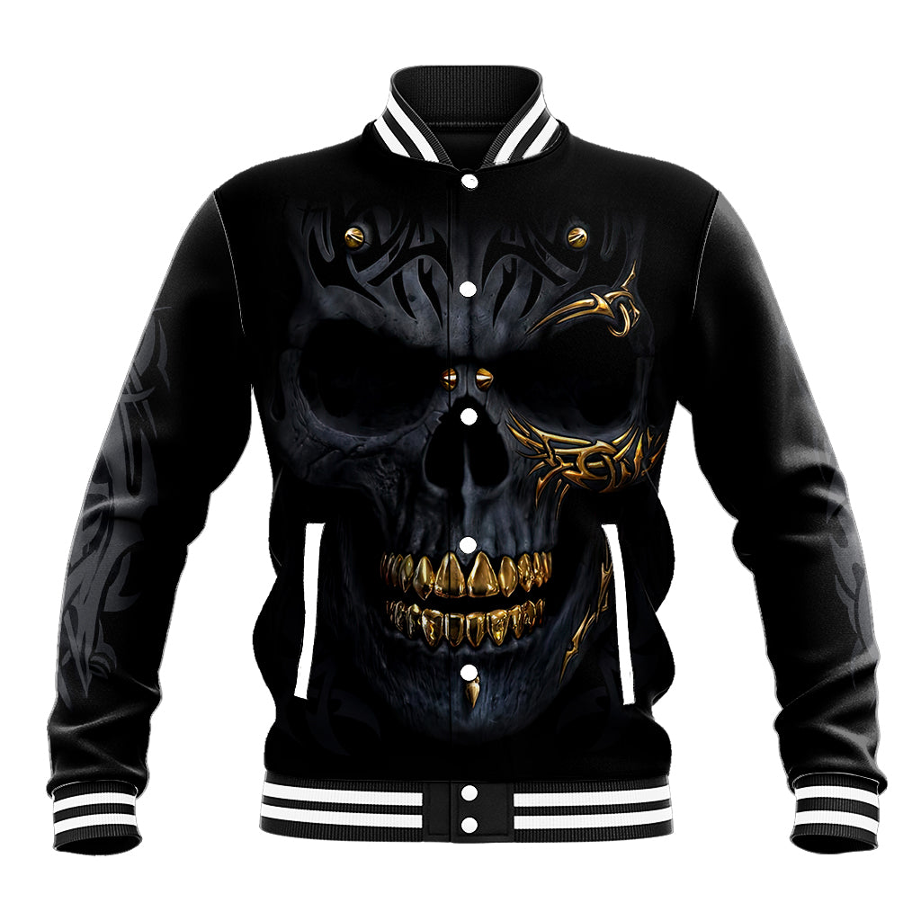 Skull Baseball Jacket Golden Skull Gangster - Wonder Print Shop