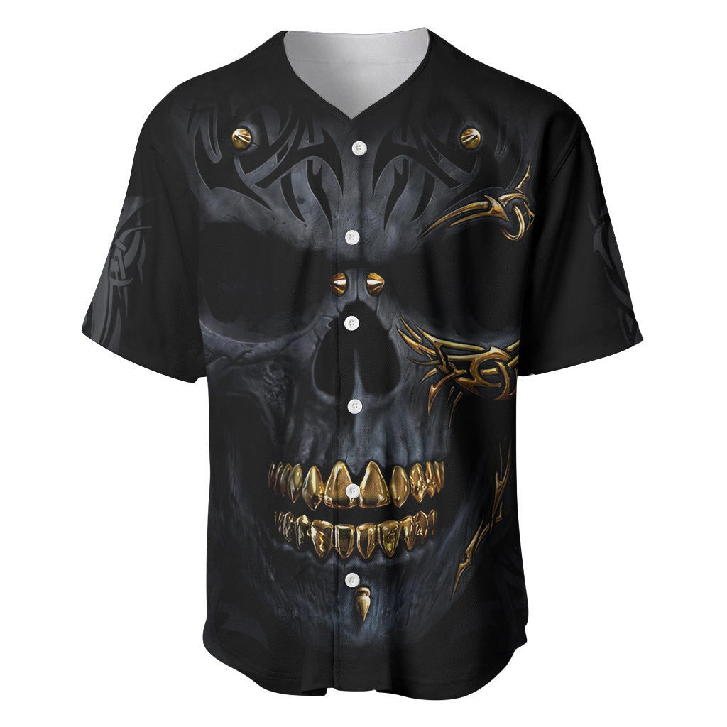 Skull Baseball Jersey Golden Skull Gangster - Wonder Print Shop