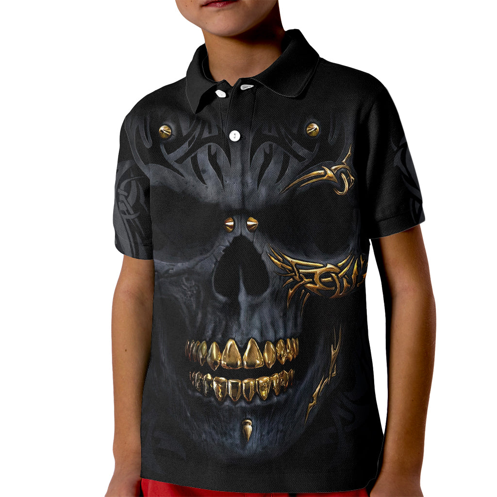 Skull Kid Polo Shirt Golden Skull Gangster - Wonder Print Shop