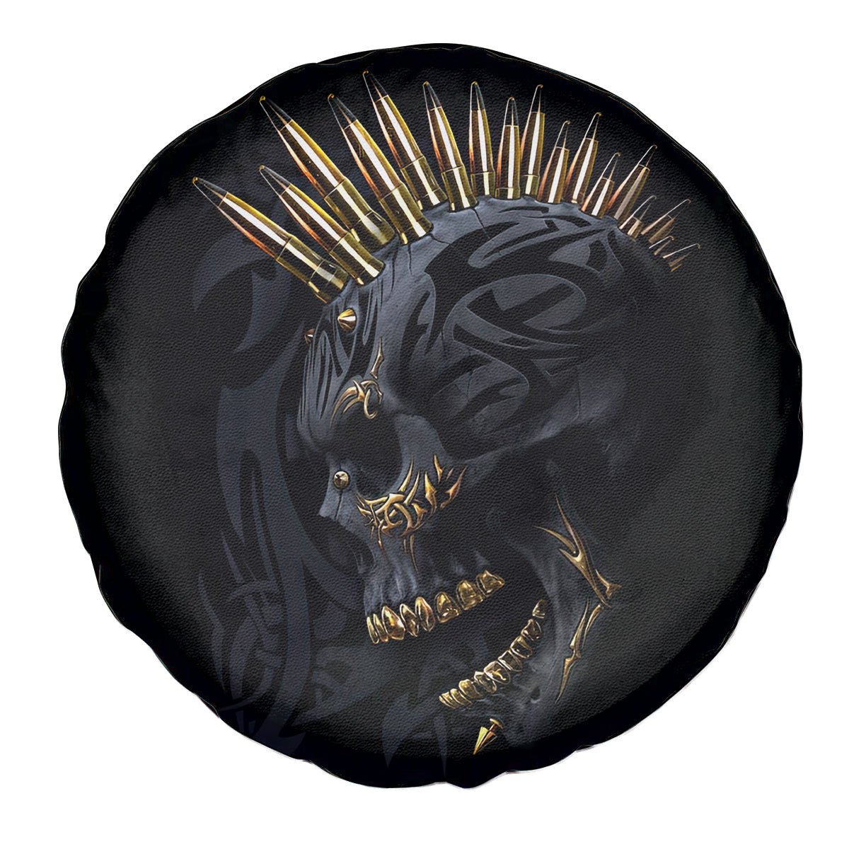 Skull Spare Tire Cover Golden Skull Gangster - Wonder Print Shop