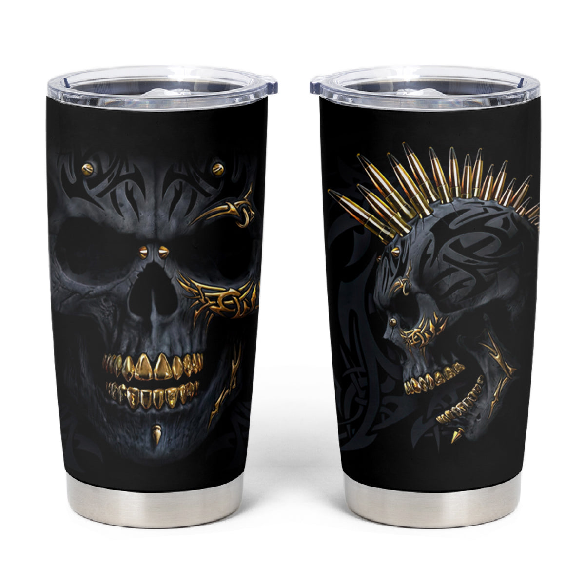 Skull Tumbler Cup Golden Skull Gangster