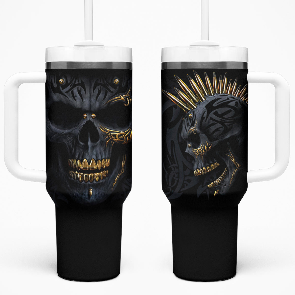 Skull Tumbler With Handle Golden Skull Gangster