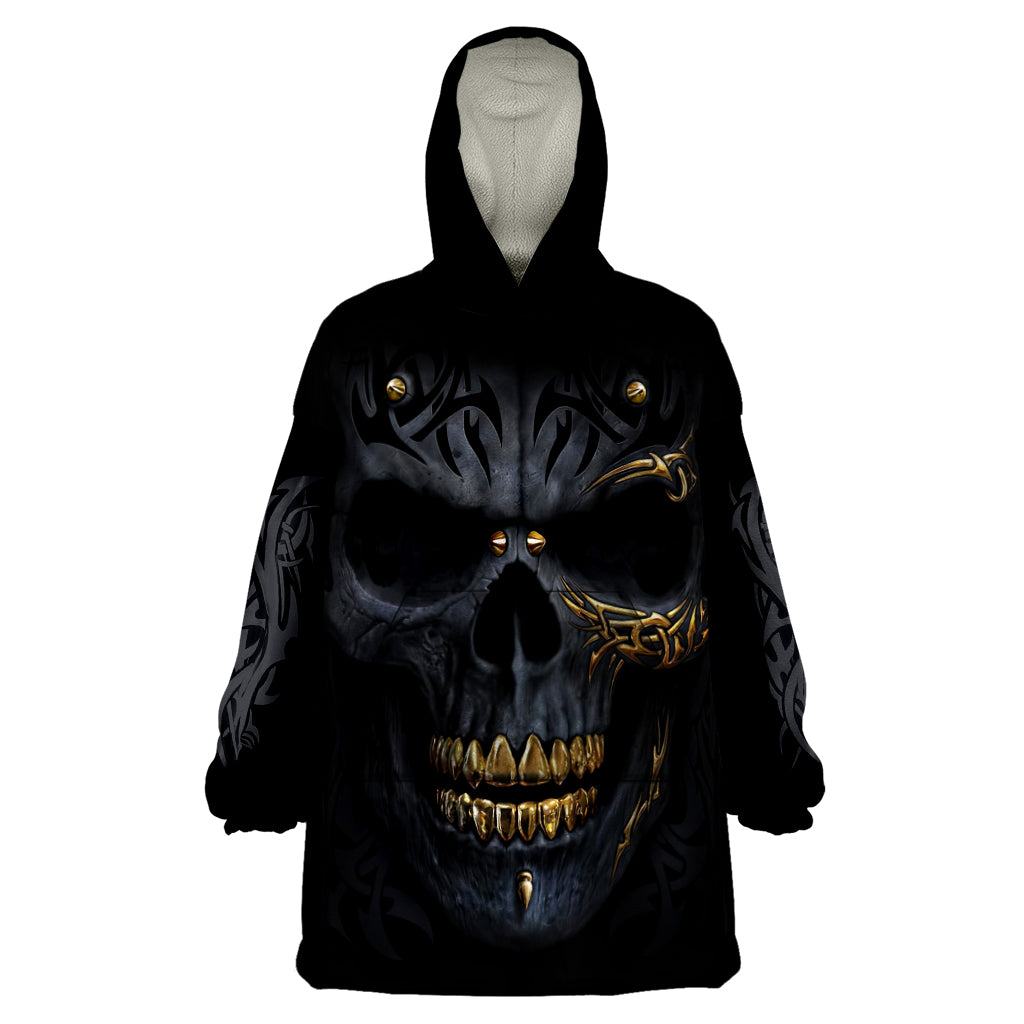 Skull Wearable Blanket Hoodie Golden Skull Gangster DT01