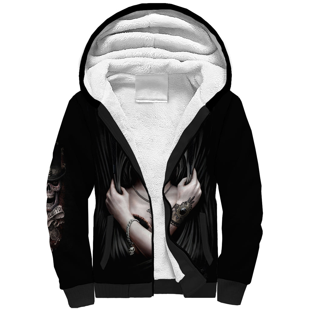 Skull Sherpa Hoodie Girl Day Of The Dead DT01